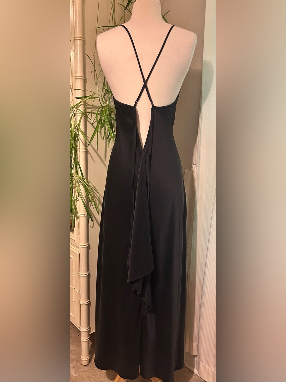 Victoria Secret silk maxi slip dress beaded drape back vintage medium - Picture 2 of 15